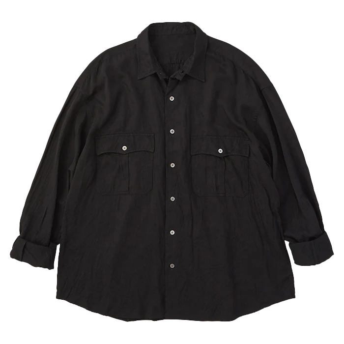 PORTER CLASSIC - ROLL UP SOFT CUPRO SHIRT - BLACK – PHAETON PORTER CLASSIC - ROLL UP SOFT CUPRO SHIRT - BLACK – PHAETON