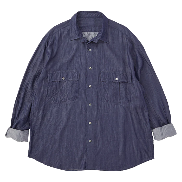 PORTER CLASSIC - ROLL UP SOFT CUPRO SHIRT - BLUE – PHAETON PORTER CLASSIC - ROLL UP SOFT CUPRO SHIRT - BLUE – PHAETON