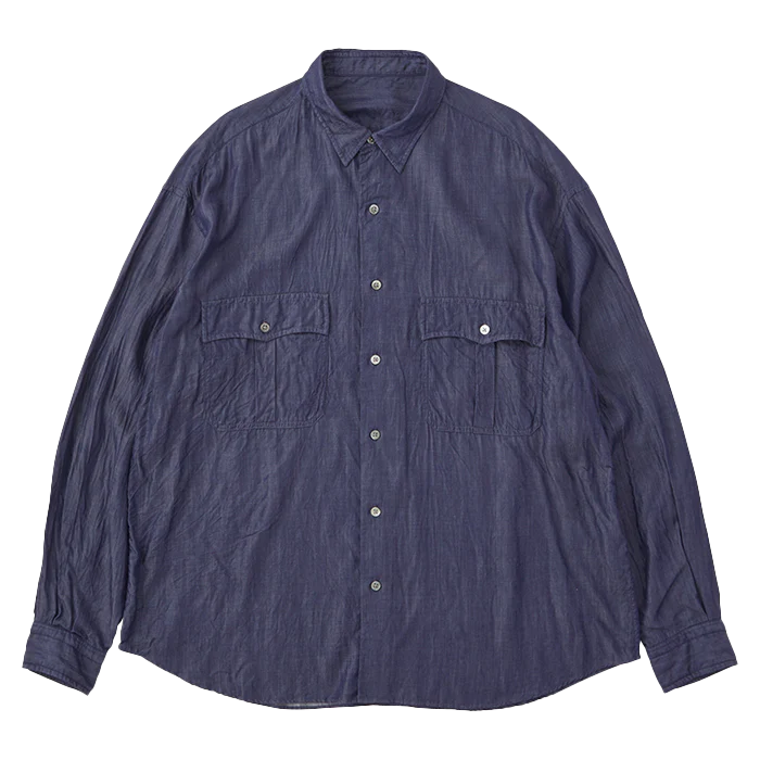 PORTER CLASSIC - ROLL UP SOFT CUPRO SHIRT - BLUE