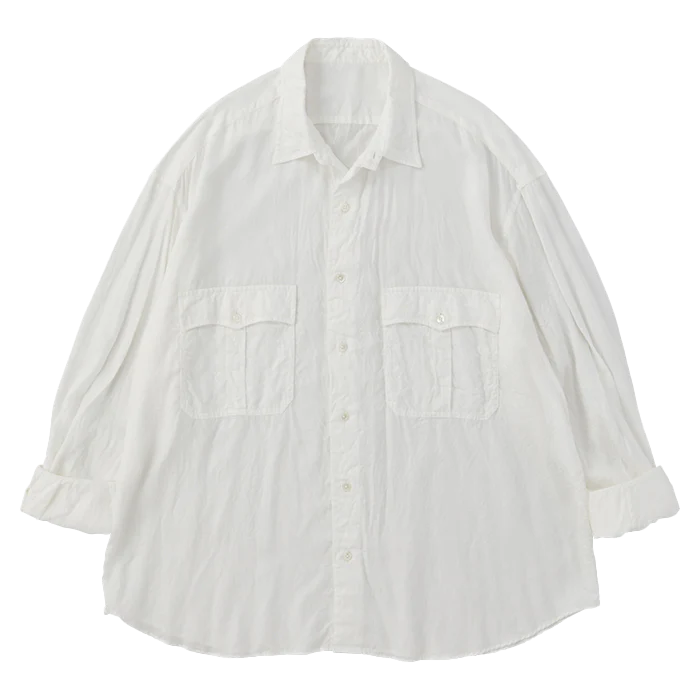 PORTER CLASSIC - ROLL UP SOFT CUPRO SHIRT - WHITE – PHAETON PORTER CLASSIC - ROLL UP SOFT CUPRO SHIRT - WHITE – PHAETON