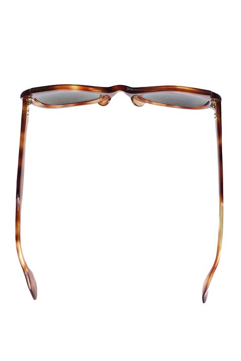 1960s FRANCE VINTAGE EYEGLASS UNUSUAL EDGE HONEY AMBER WITH GLASS LENS - OPT-122