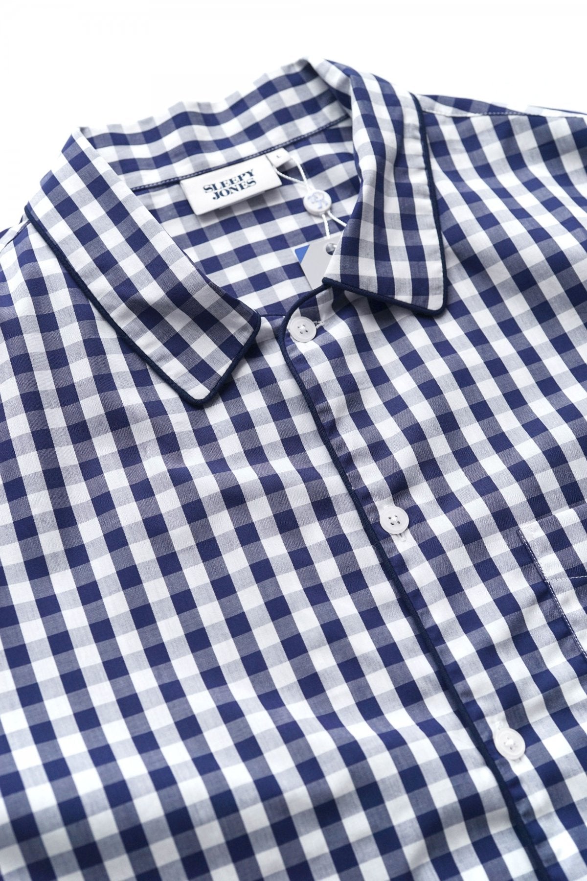 SLEEPY JONES - HENRY PAJAMA SHIRT -LARGE GINGHAM NAVY