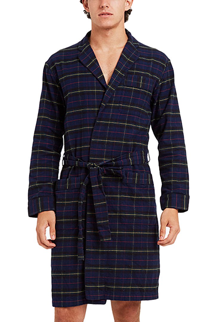 SLEEPY JONES - ADAMS ROBE - FLANNEL PLAID NAVY