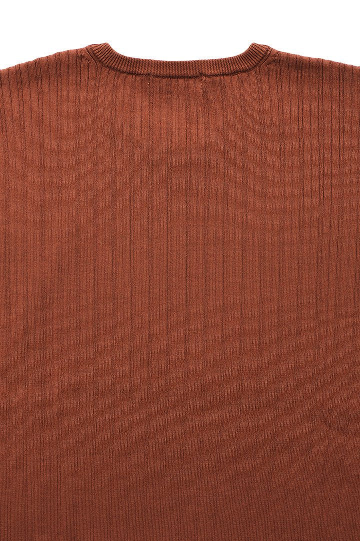 OLD JOE - FINE GAUGE DROP NEEDLE SWEATER SHORT - TERRA COTTA BROWN