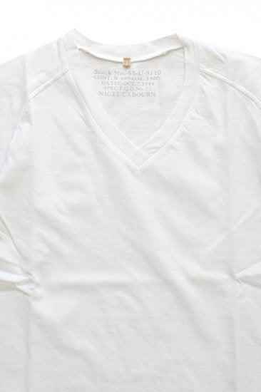 Nigel Cabourn woman - V NECK T-SHIRT - WHITE