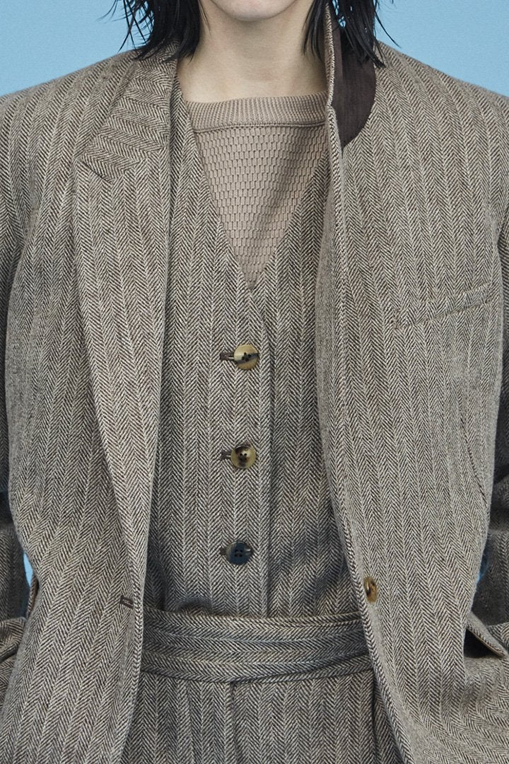 WRYHT - PEAKED LAPEL ARTISAN SACK JACKET - HERRINGBONE