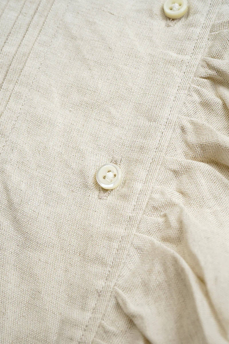 ◯ Nigel Cabourn woman - GATHER COLLAR BLOUSE C/L - IVORY