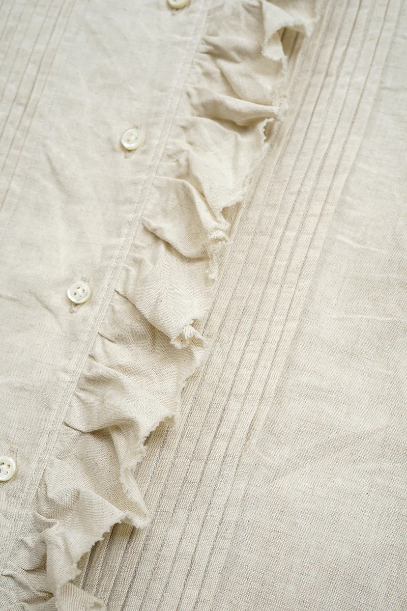 ◯ Nigel Cabourn woman - GATHER COLLAR BLOUSE C/L - IVORY