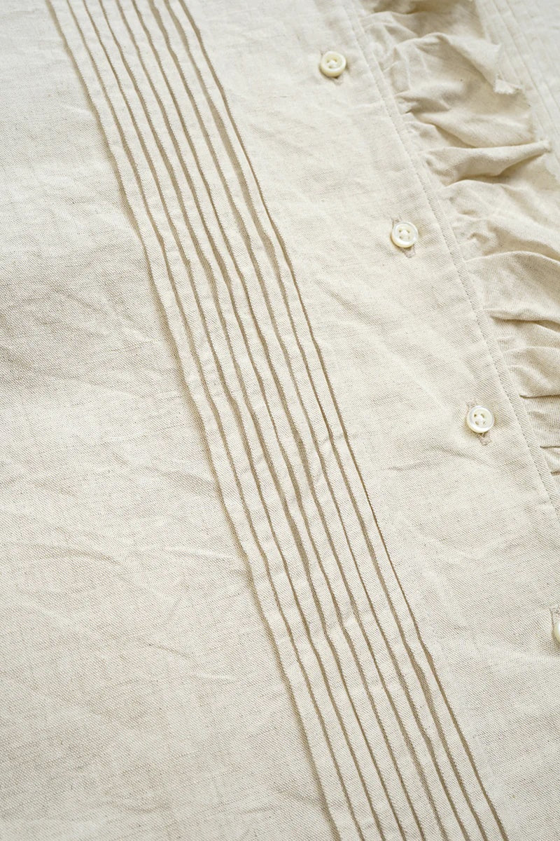 ◯ Nigel Cabourn woman - GATHER COLLAR BLOUSE C/L - IVORY