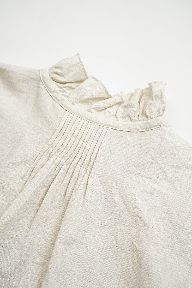 ◯ Nigel Cabourn woman - GATHER COLLAR BLOUSE C/L - IVORY