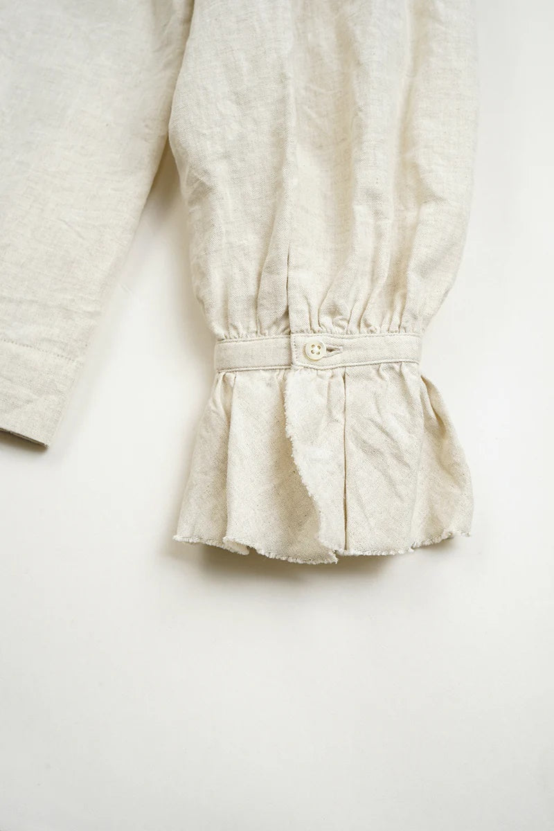 ◯ Nigel Cabourn woman - GATHER COLLAR BLOUSE C/L - IVORY