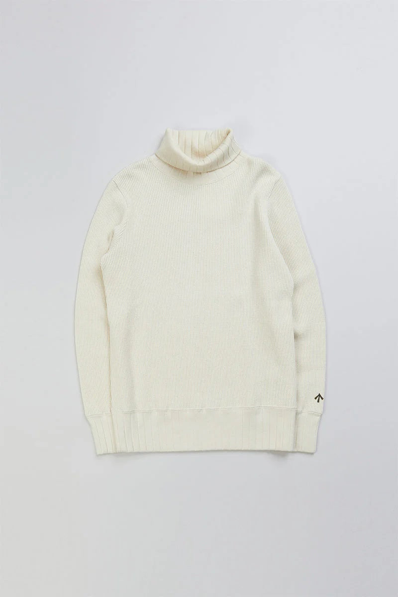 ◯ Nigel Cabourn woman - TURTLE NECK BIG WAFFLE - OFF WHITE