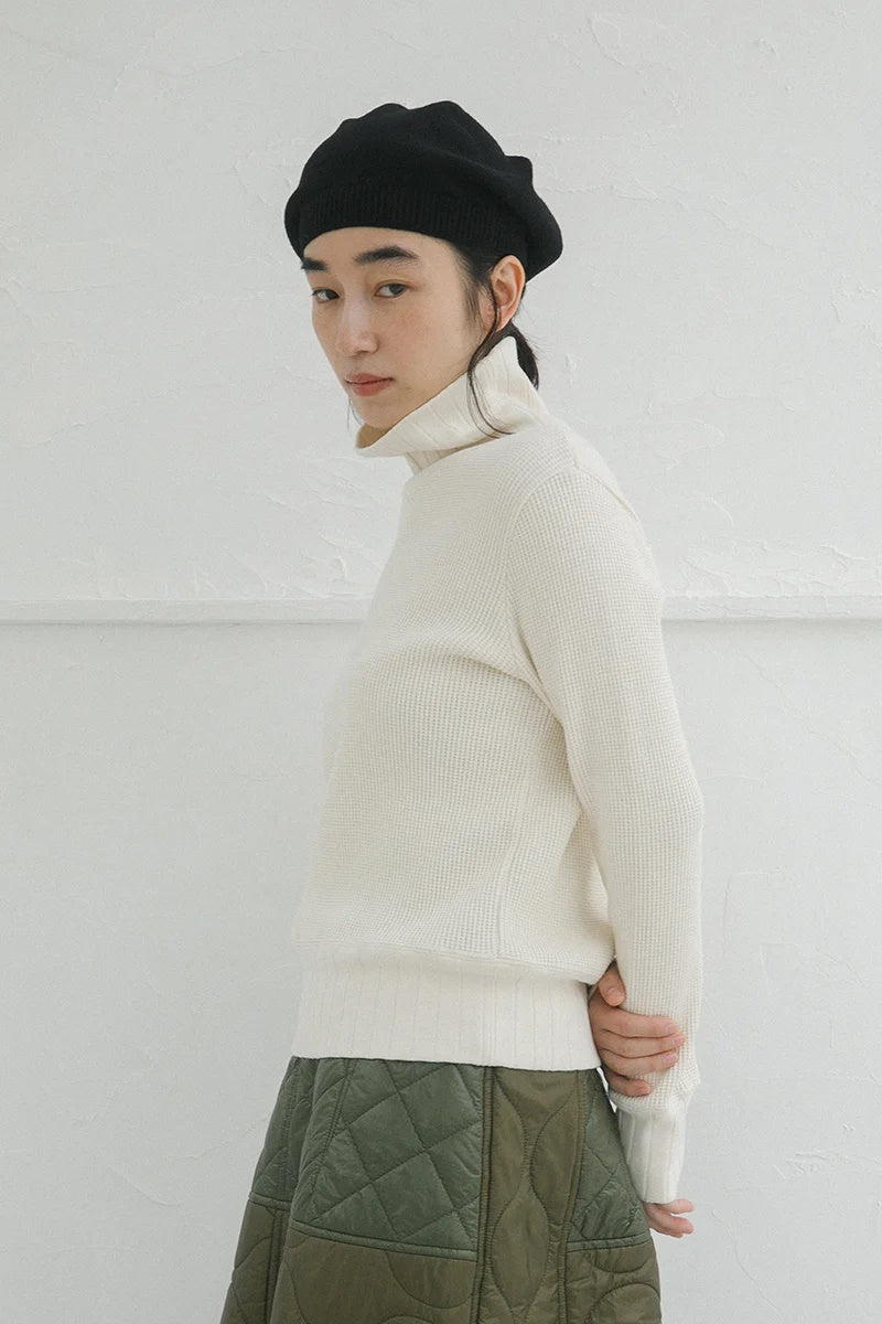 ◯ Nigel Cabourn woman - TURTLE NECK BIG WAFFLE - OFF WHITE