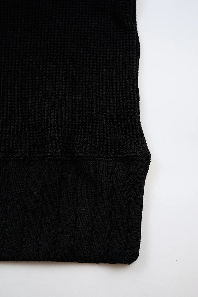 ◯ Nigel Cabourn woman - TURTLE NECK BIG WAFFLE - BLACK