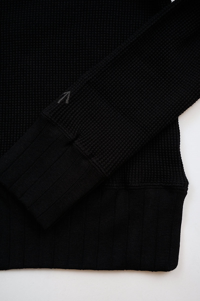 ◯ Nigel Cabourn woman - TURTLE NECK BIG WAFFLE - BLACK