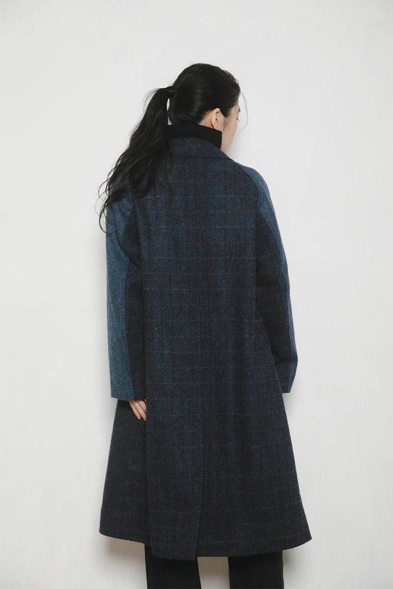 ◯ Nigel Cabourn woman - MAC COAT BRITISH TWEED - INDIGO