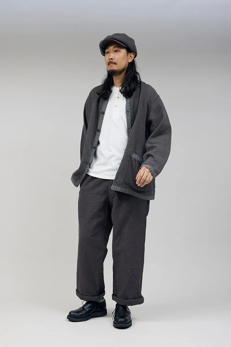◯ Nigel Cabourn - FRENCH WORK JK LINEN PIN OX - CHARCOAL GRAY