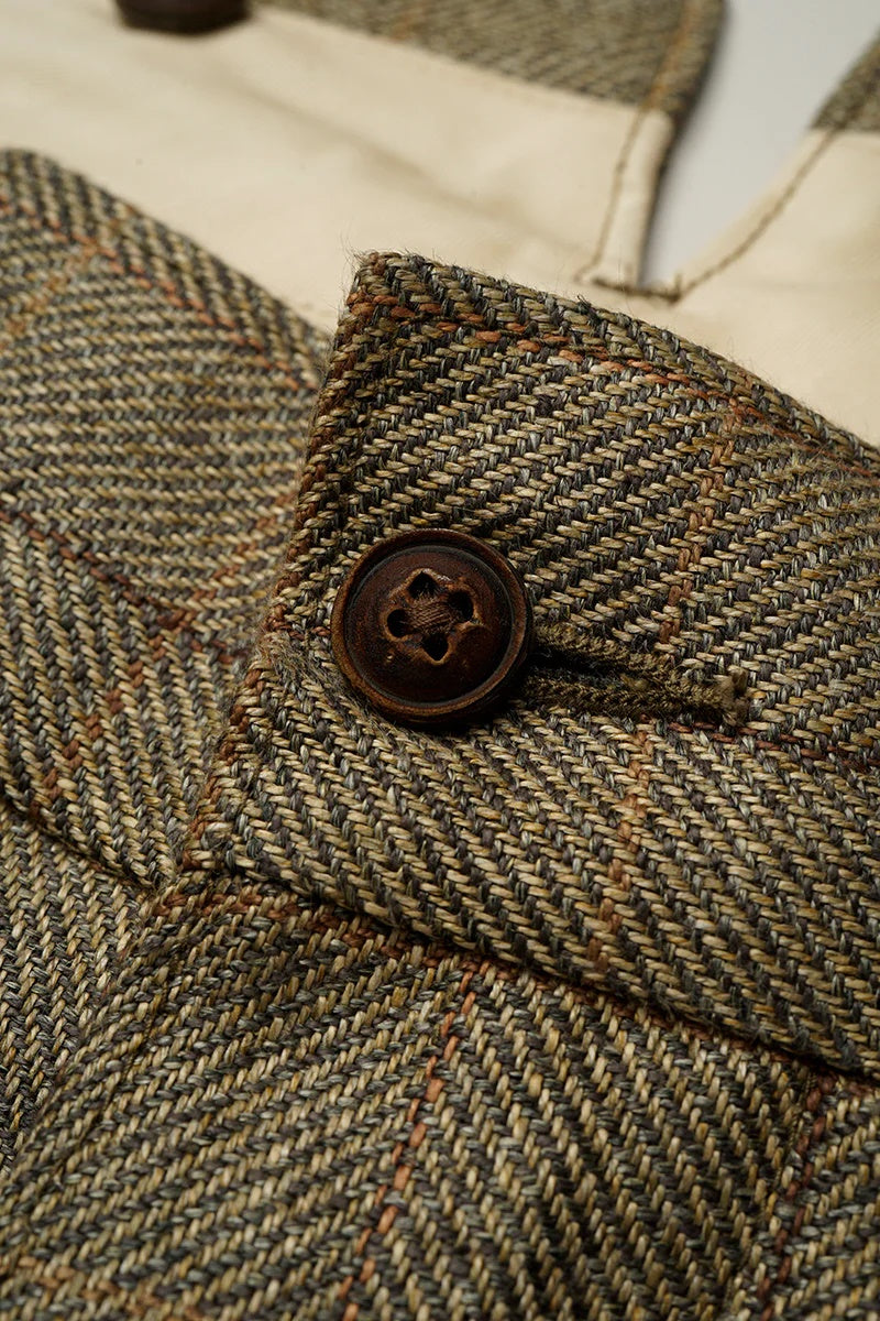 ◯ Nigel Cabourn - ENGINEER PANT HEMP LINEN CHECK - GREEN