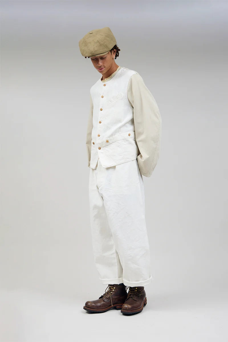 ◯ Nigel Cabourn - RAILROAD WAIST CO HEMP CANVAS - OFF WHITE