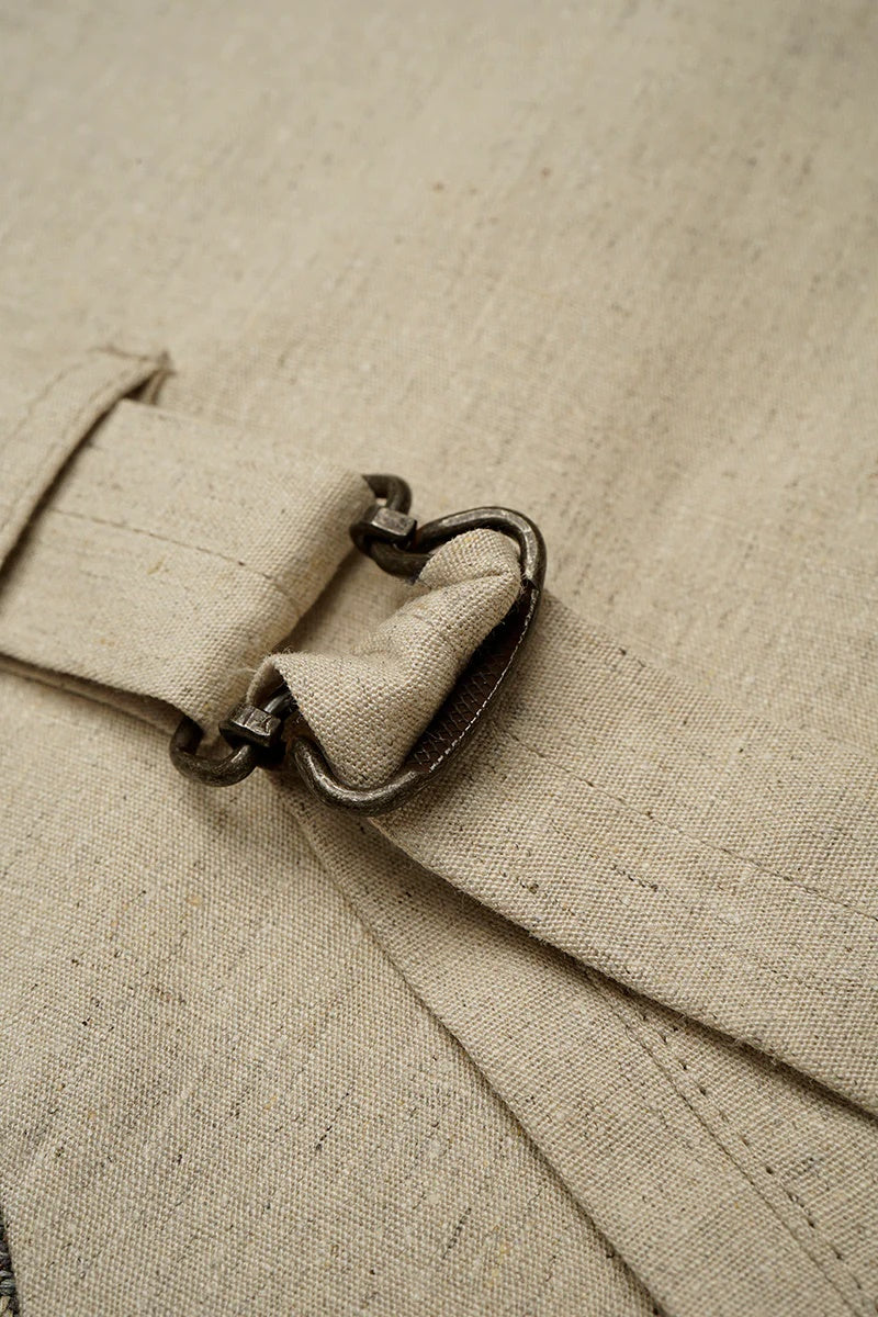 ◯ Nigel Cabourn - ENGINEER VEST HEMP LINEN CHECK - GREEN