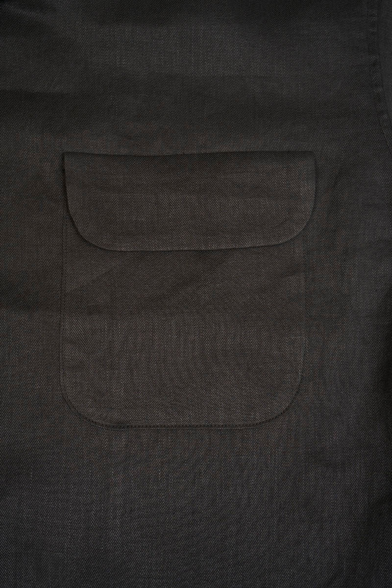 ◯ Nigel Cabourn - OPEN COLLAR SHIRT LINEN TWILL - CHARCOAL  GRAY