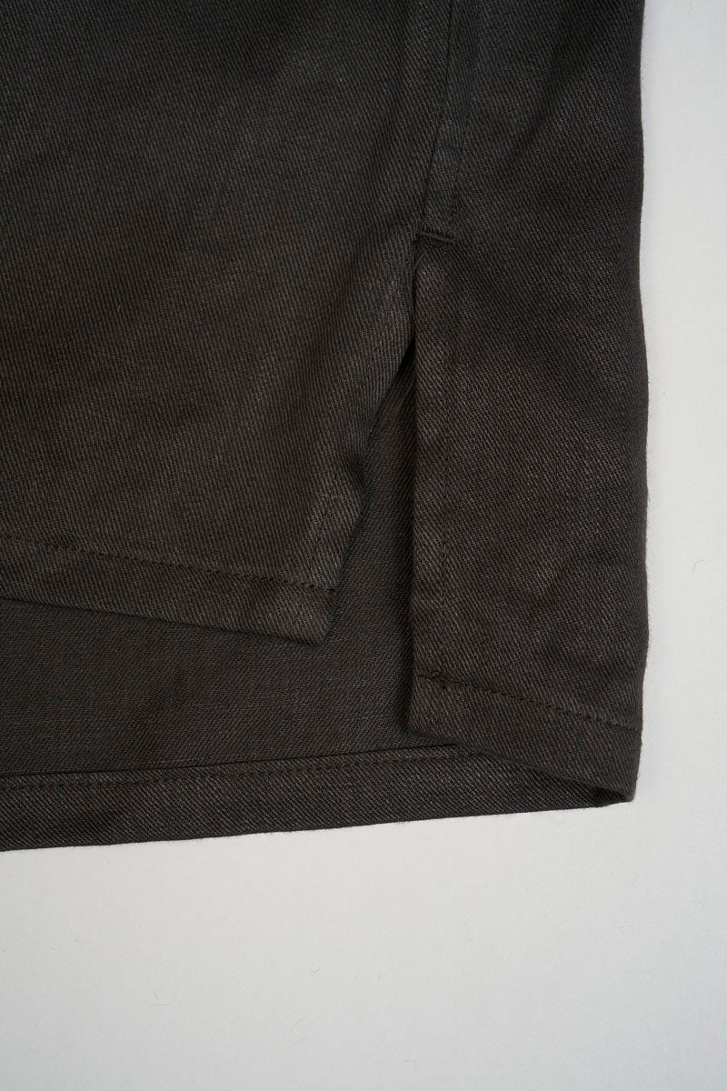 ◯ Nigel Cabourn - OPEN COLLAR SHIRT LINEN TWILL - CHARCOAL  GRAY
