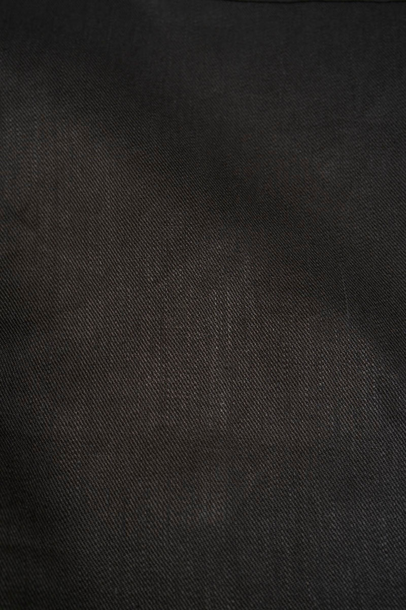 ◯ Nigel Cabourn - OPEN COLLAR SHIRT LINEN TWILL - CHARCOAL  GRAY