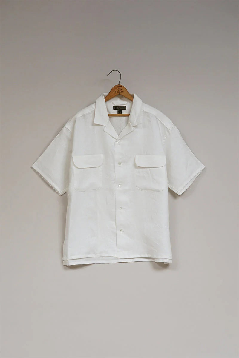 ◯ Nigel Cabourn - OPEN COLLAR SHIRT LINEN TWILL - OFF WHITE