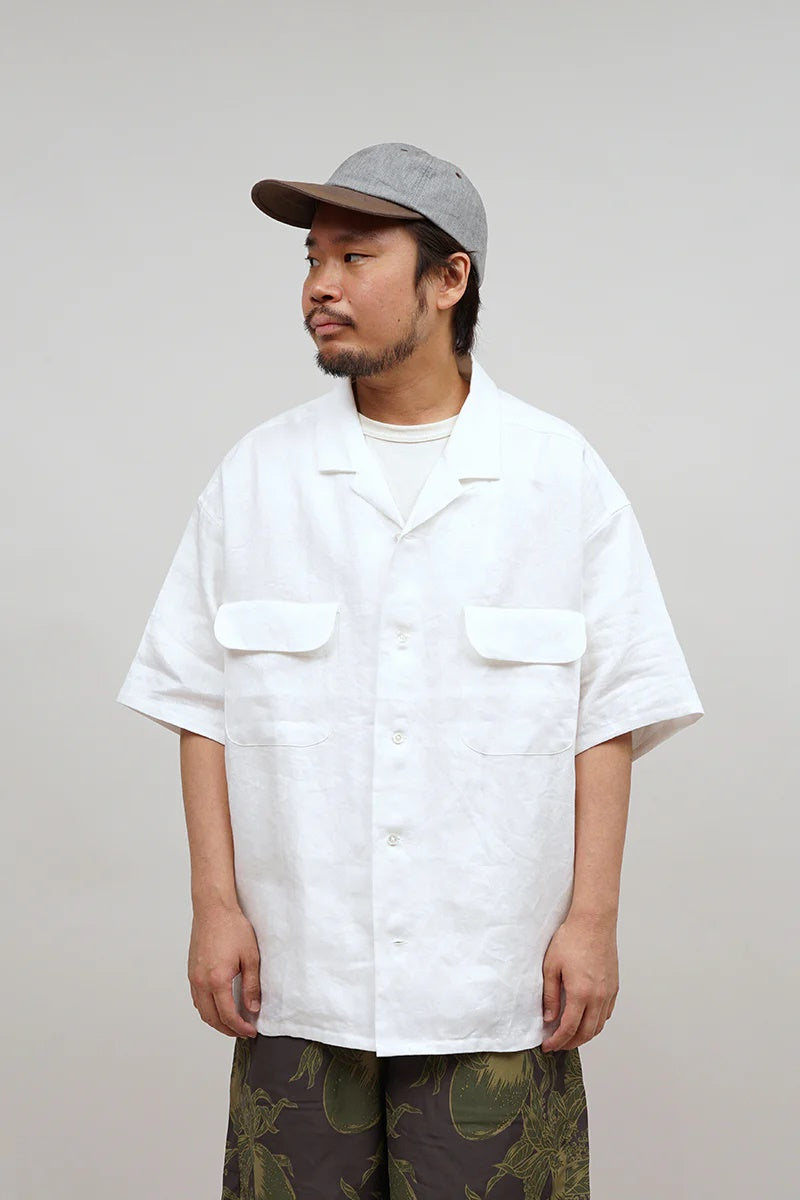 ◯ Nigel Cabourn - OPEN COLLAR SHIRT LINEN TWILL - OFF WHITE