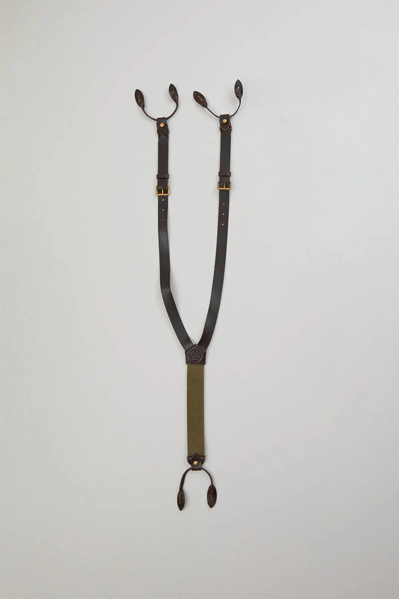 ◯ Nigel Cabourn - LEATHER SUSPENDER - DARK  BROWN