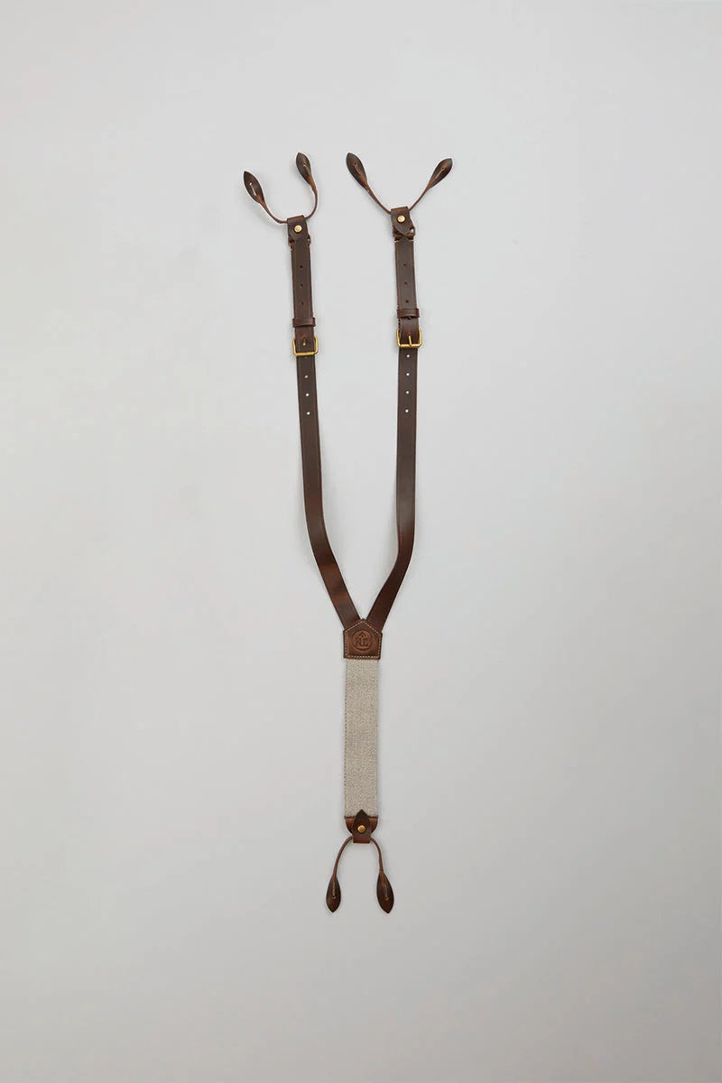 ◯ Nigel Cabourn - LEATHER SUSPENDER - BROWN