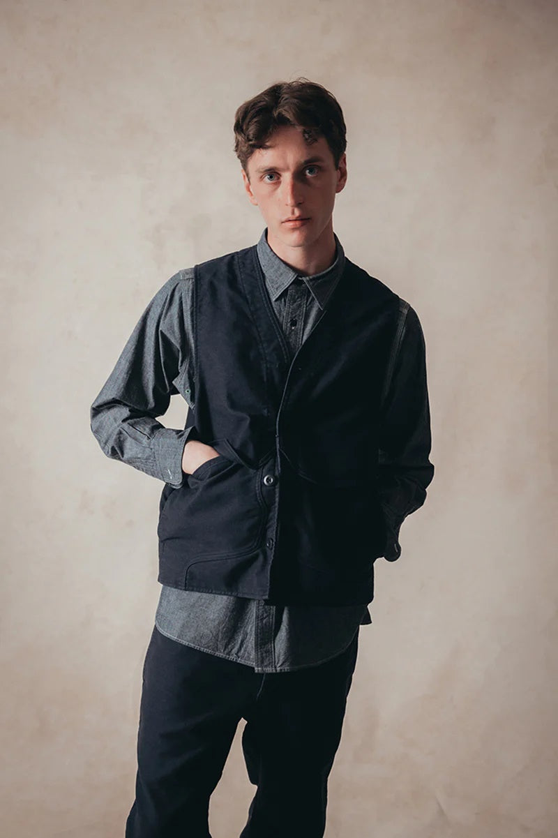 ◯ Nigel Cabourn - V01-M WORK VEST MOLESKIN - DARK NAVY