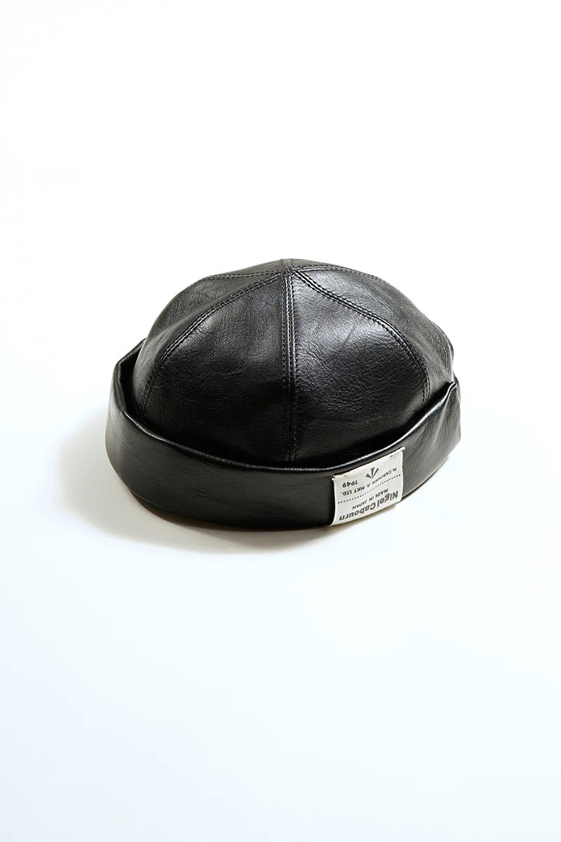 ◯ Nigel Cabourn - ROLL CAP BROWN CORE LEATHER - BLACK