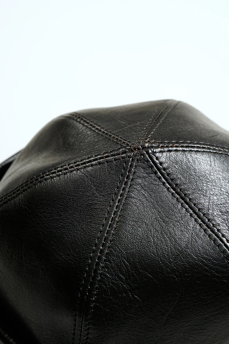 ◯ Nigel Cabourn - ROLL CAP BROWN CORE LEATHER - BLACK