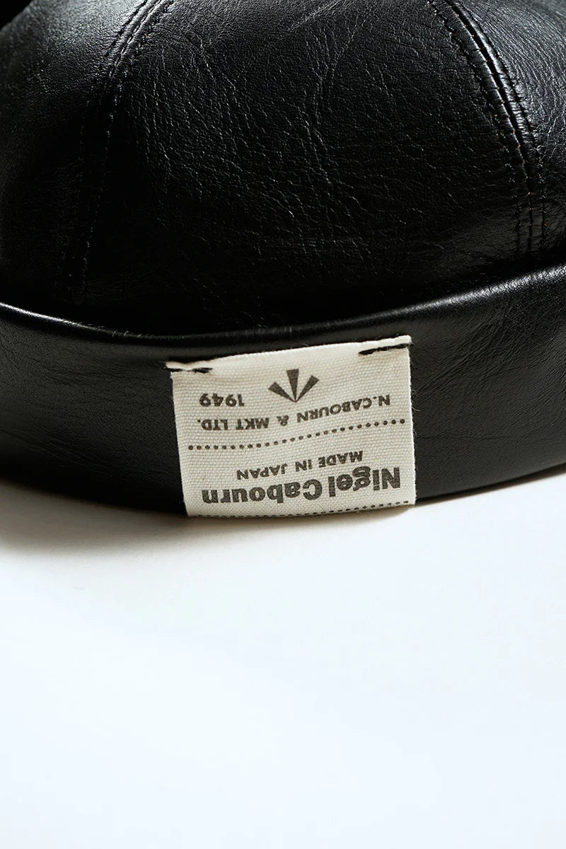 ◯ Nigel Cabourn - ROLL CAP BROWN CORE LEATHER - BLACK