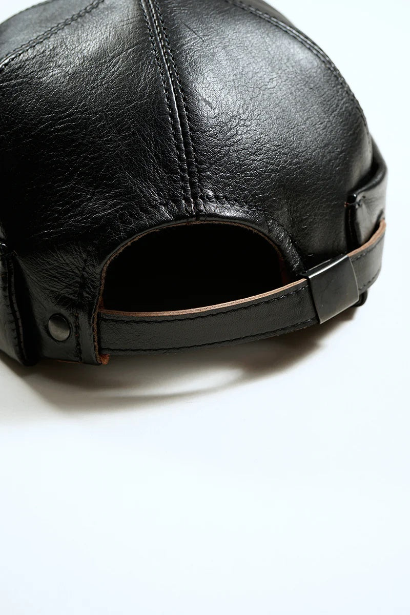 ◯ Nigel Cabourn - ROLL CAP BROWN CORE LEATHER - BLACK