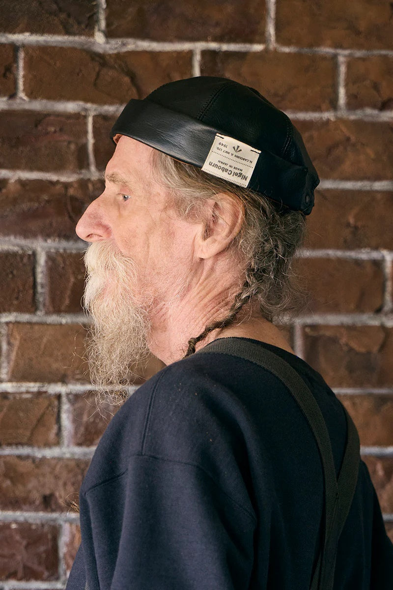 ◯ Nigel Cabourn - ROLL CAP BROWN CORE LEATHER - BLACK