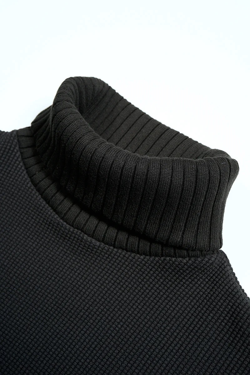 ◯ Nigel Cabourn - TURTLE NECK WAFFLE - BLACK