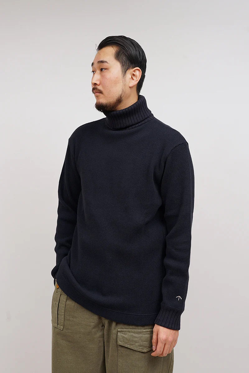 ◯ Nigel Cabourn - TURTLE NECK WAFFLE - DARK NAVY