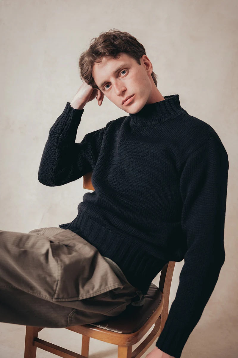 ◯ Nigel Cabourn - HIGH NECK KNIT - DARK NAVY