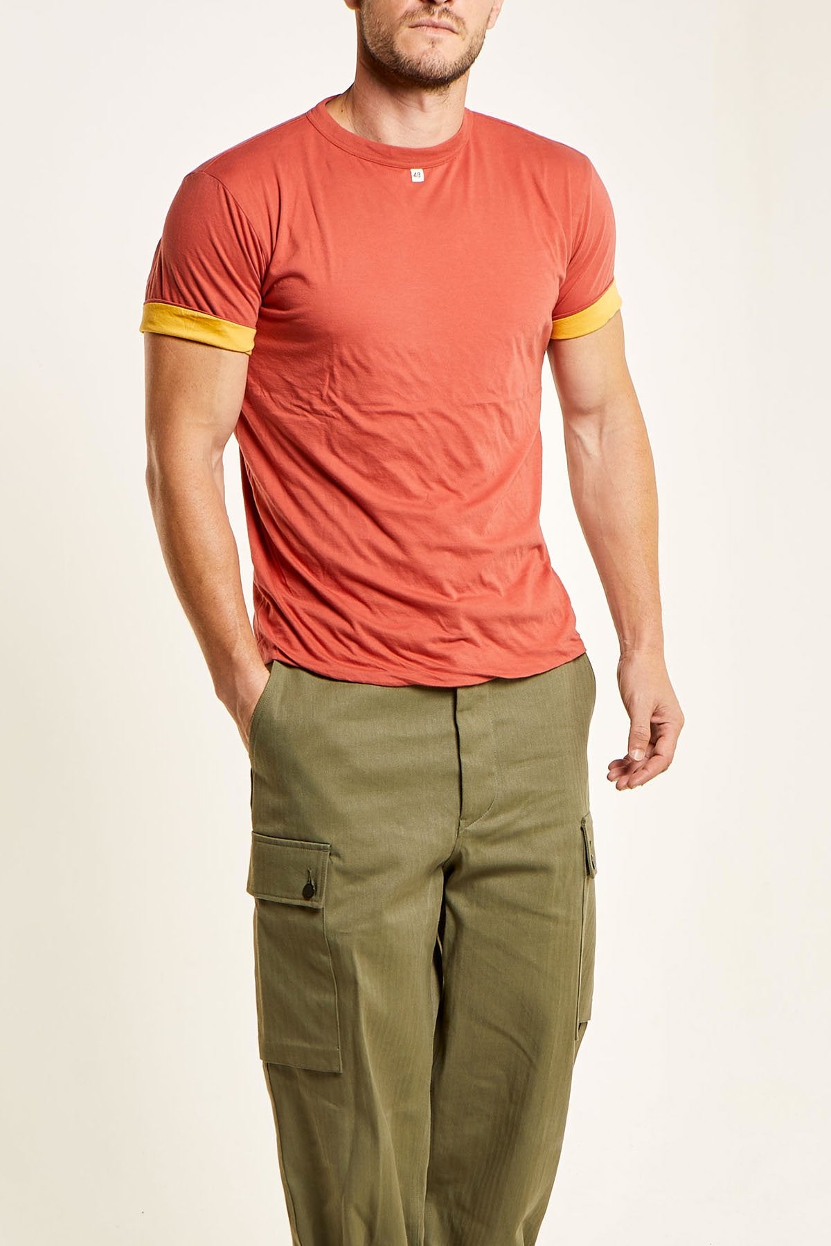 Nigel Cabourn - DECK CREW REVERSIBLE T-SHIRT - OLIVE