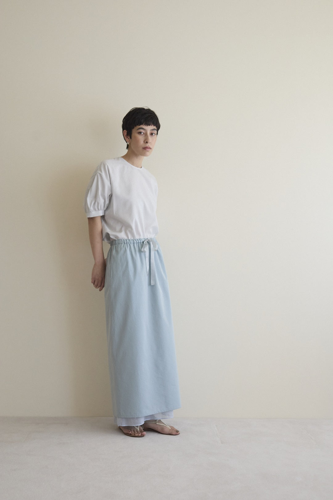 humoresque - puff sleeve pullover short - frosty blue