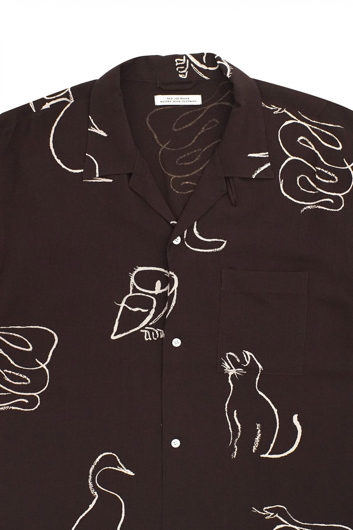 OLD JOE - ORIGINAL PRINTED OPEN COLLAR SHIRTS(SHORT SLEEVE) - DRAWING COFFEE