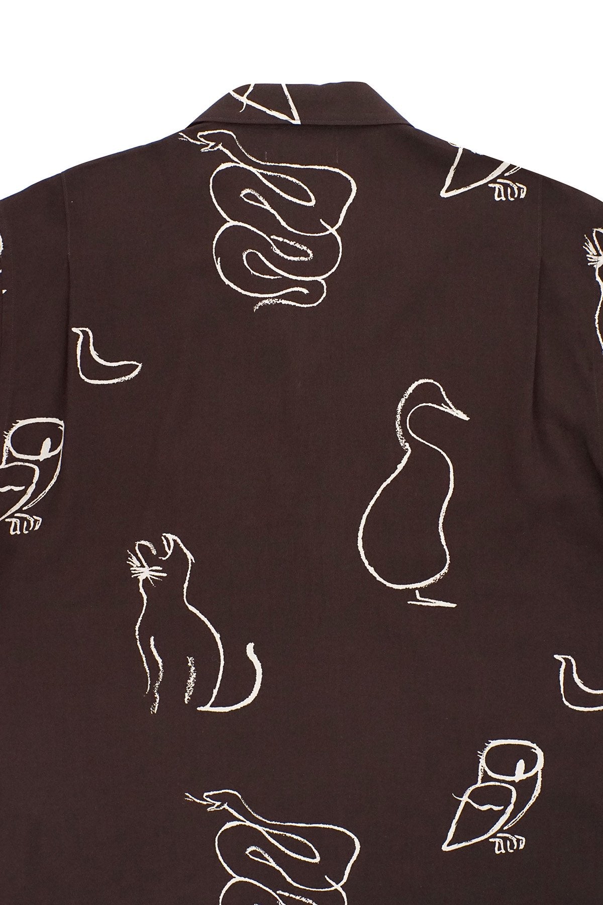 OLD JOE - ORIGINAL PRINTED OPEN COLLAR SHIRTS(SHORT SLEEVE) - DRAWING COFFEE