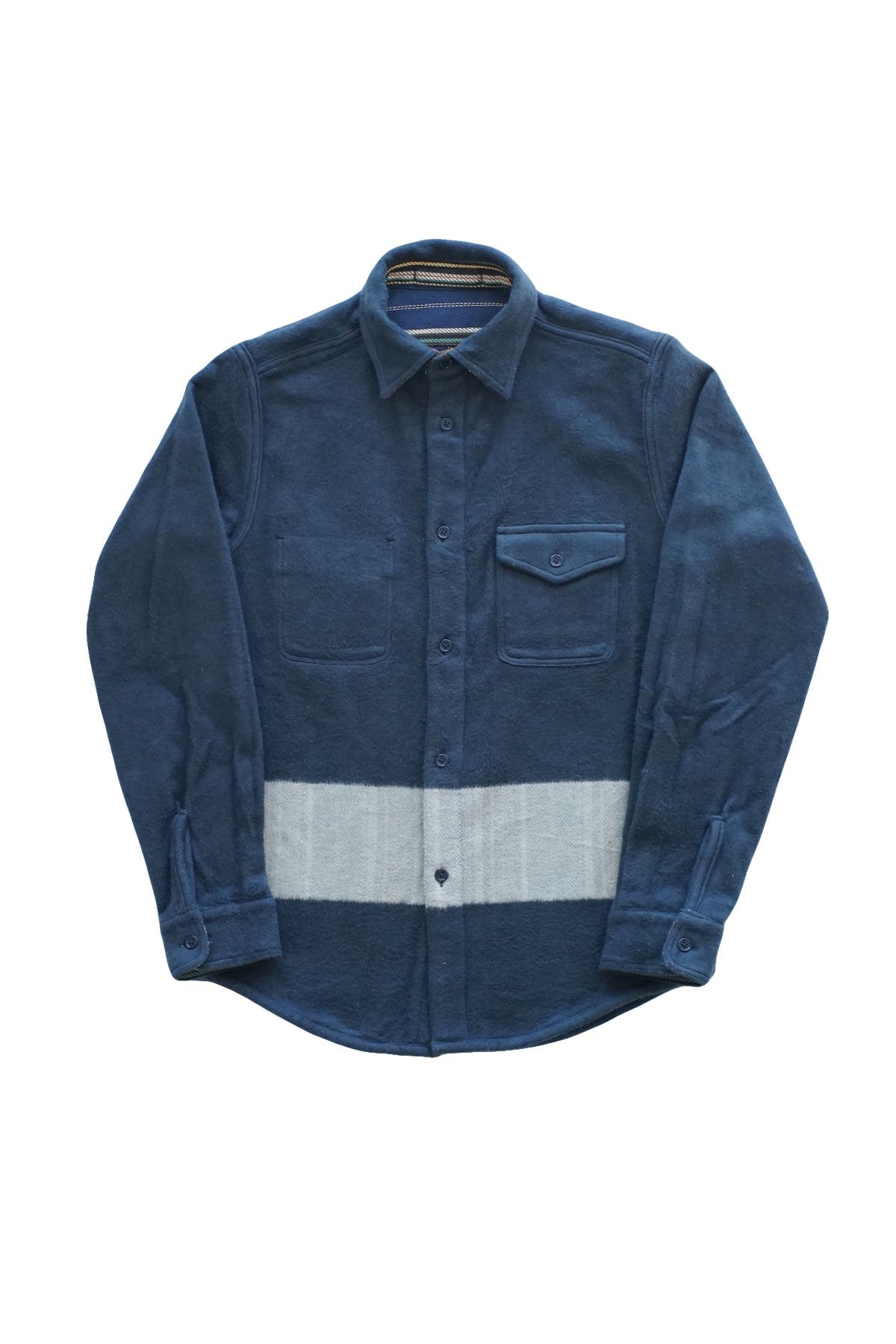 Nigel Cabourn - BLANKET REVERSIBLE FLANNEL SHIRT - BLUE
