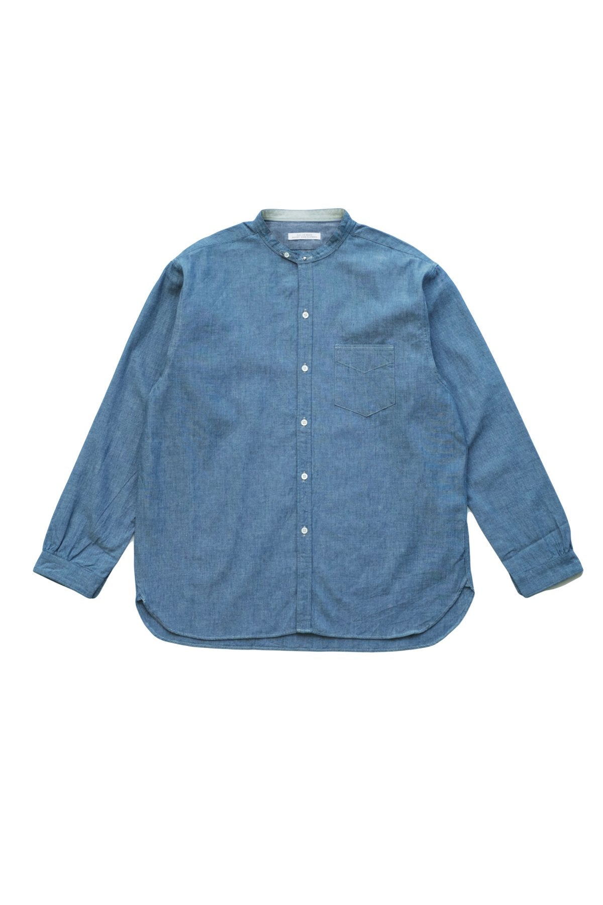 OLD JOE - STUD BUTTON BAND COLLAR SHIRTS - INDIGO CHAMBRAY
