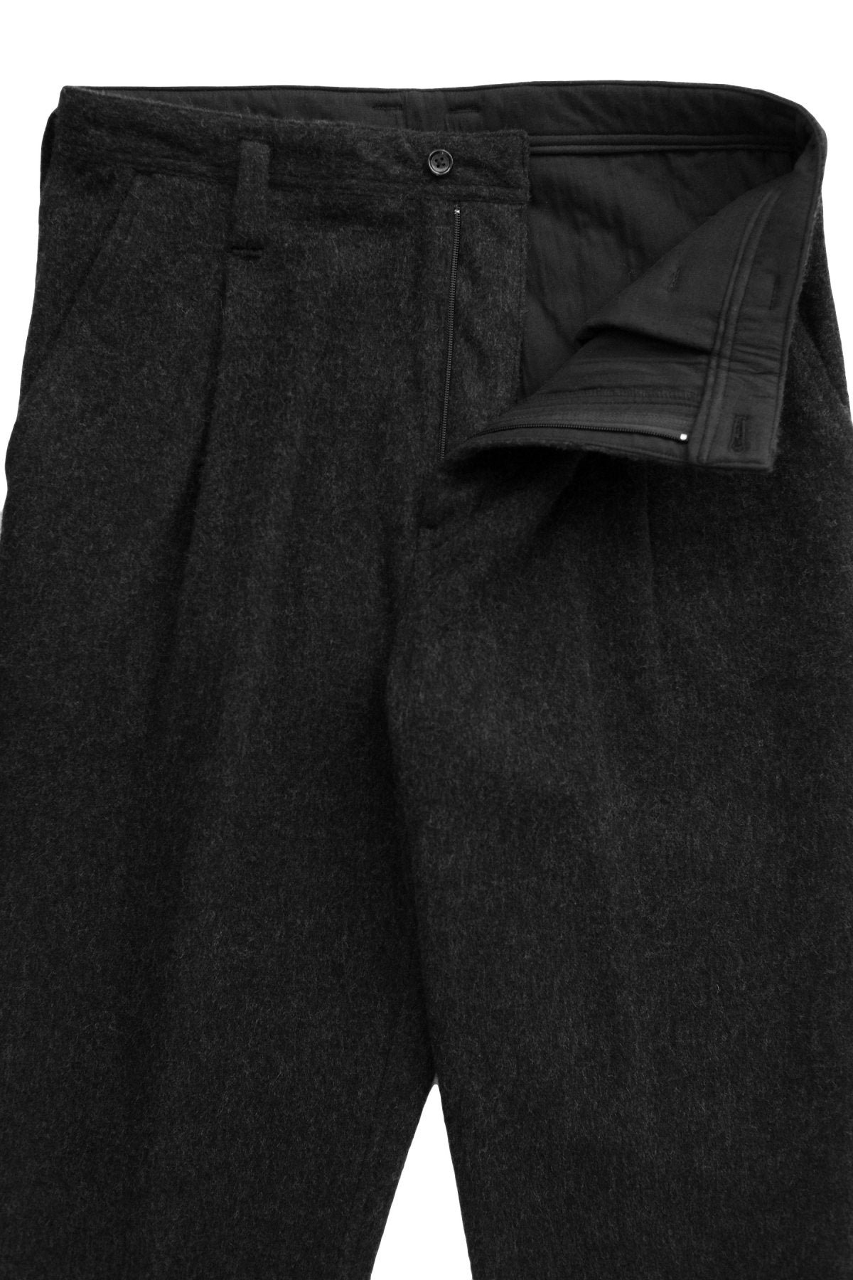 Porter Classic - WOOL & GAUZE CROPPED PANTS - BLACK
