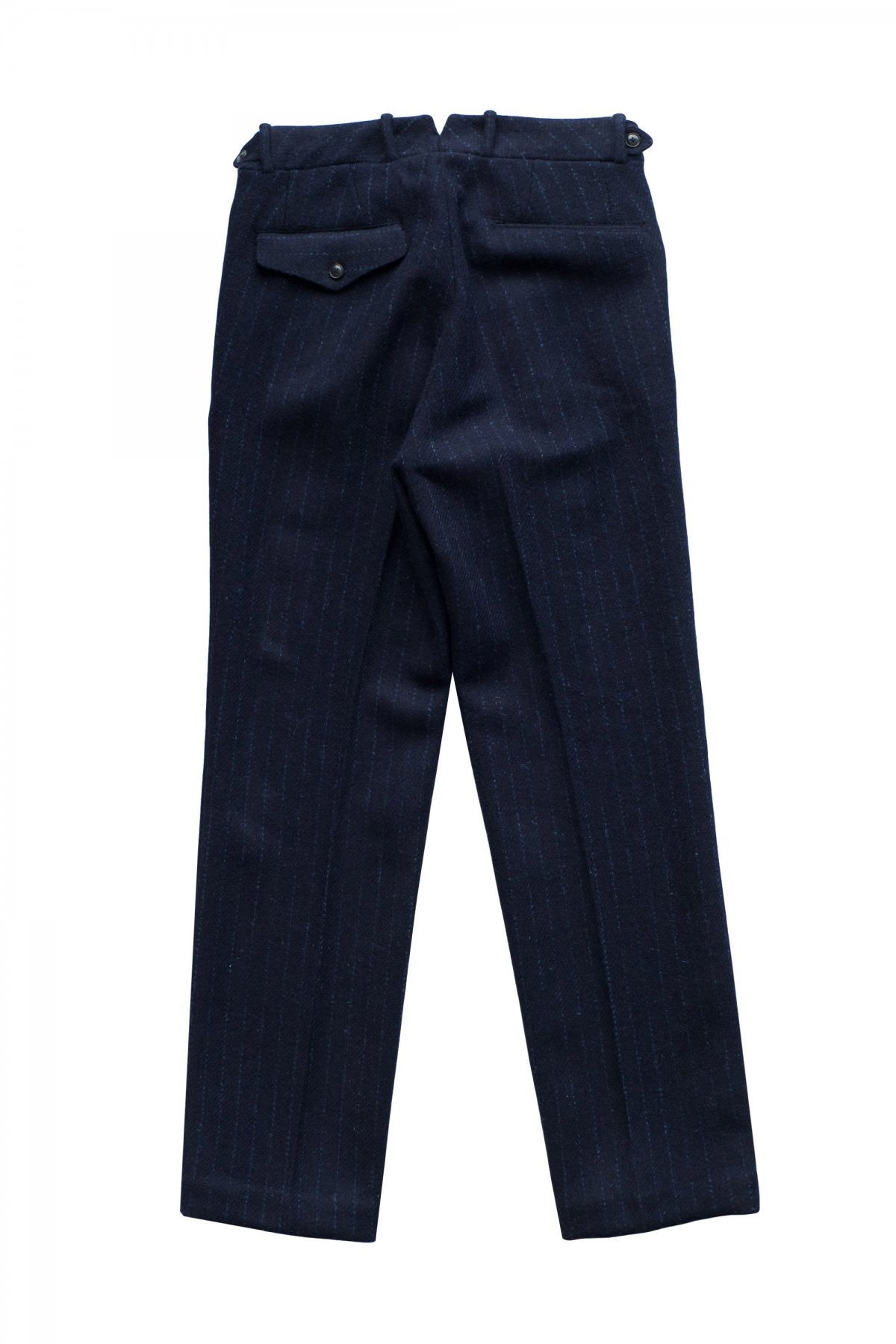 OLD JOE ★★★ - EXCLUSIVE DOUBLE-PLEATED DRAPE TROUSER - HARRIS TWEED NAVY STRIPE