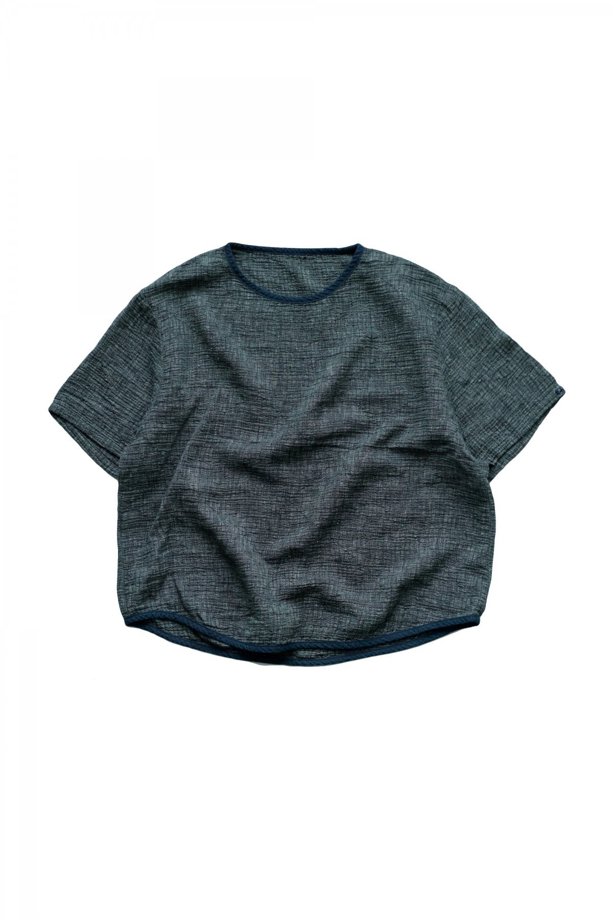 Porter Classic - SASHIKO LINEN PREMIUM SHORT SLEEVE SHIRT - BLUE