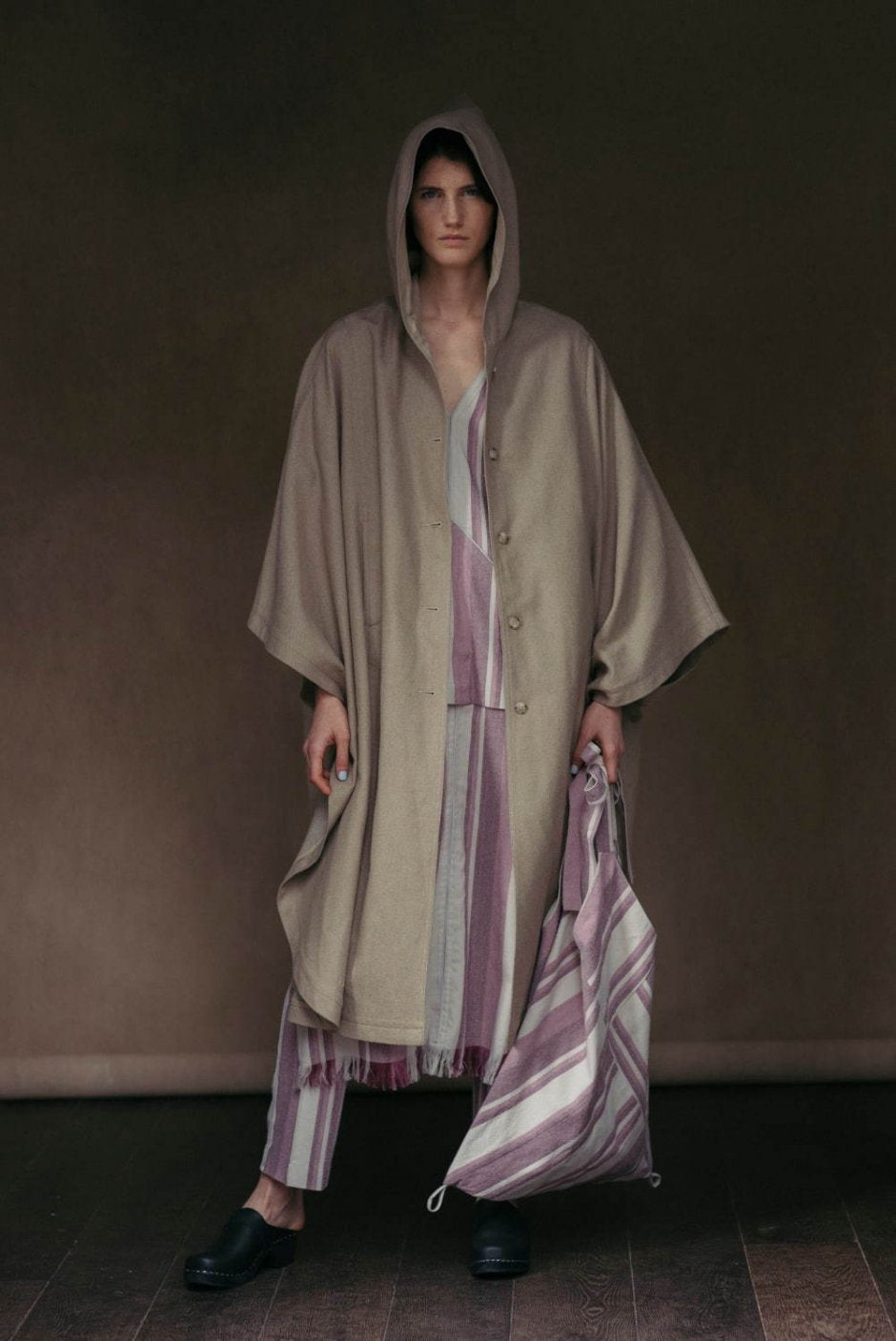 WRYHT - SLIT NECK MAXI TUNIC - ROSE STRIPE